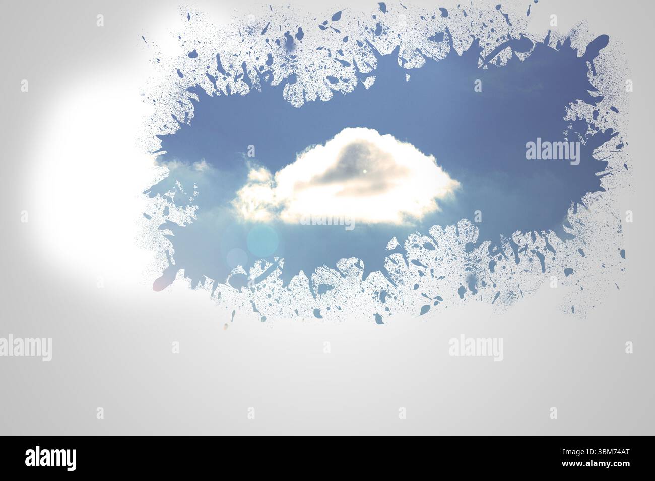 Splash on wall revealing cloud Stock Photo