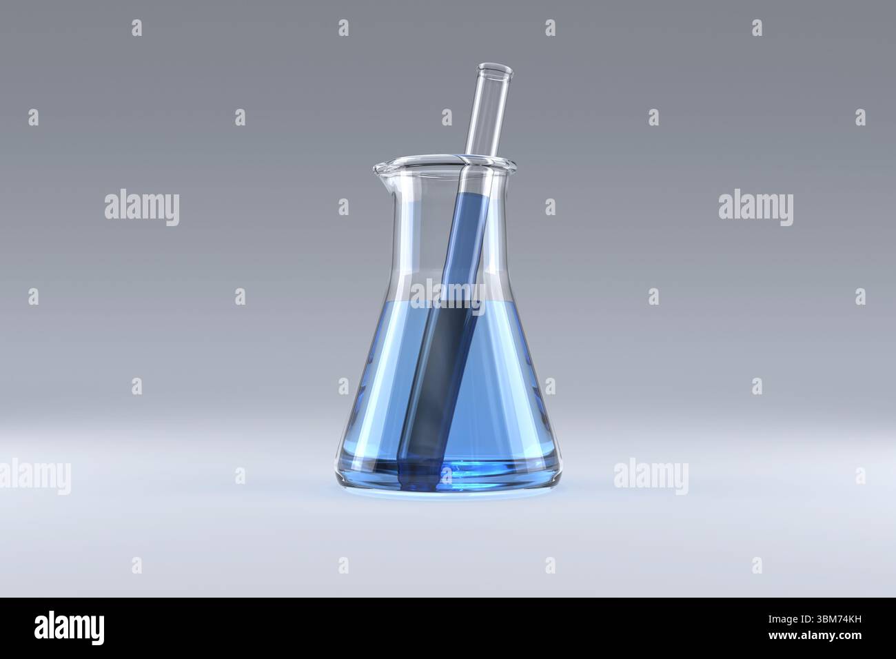 Conical flask with solution Stock Photo - Alamy