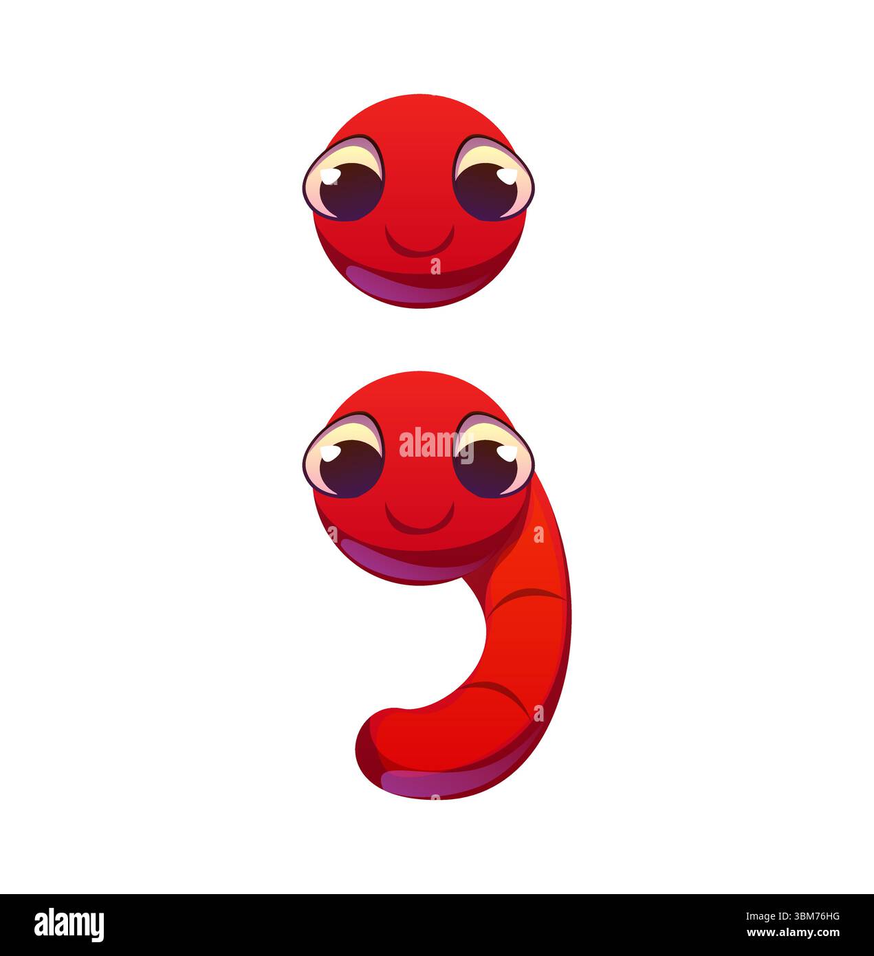 Kids animal alphabet semicolon punctuation symbol as funny earthworm ...