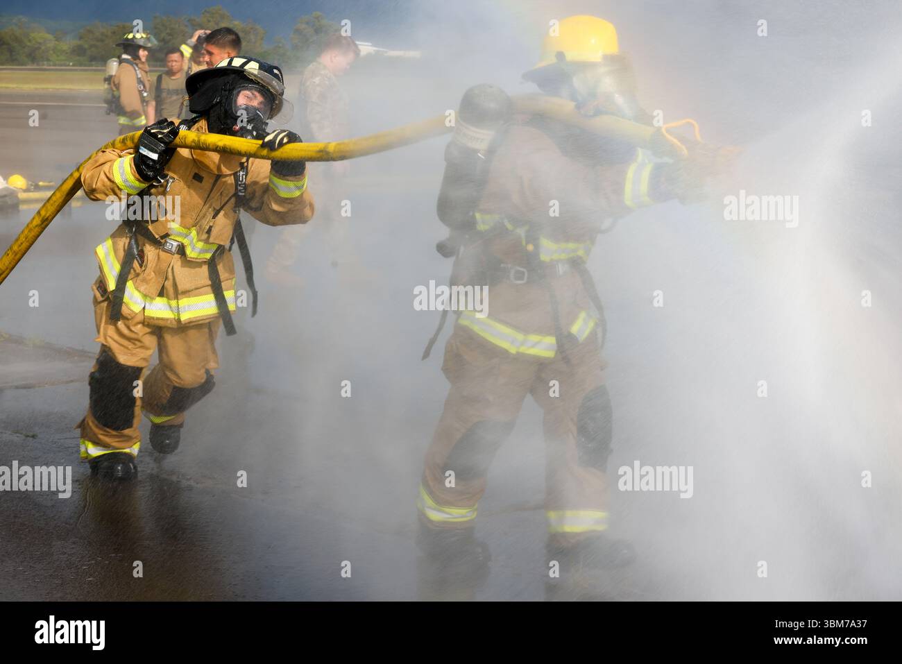 U.S. Marines with Aircraft Rescue and Firefighting (ARFF), Marine Wing ...