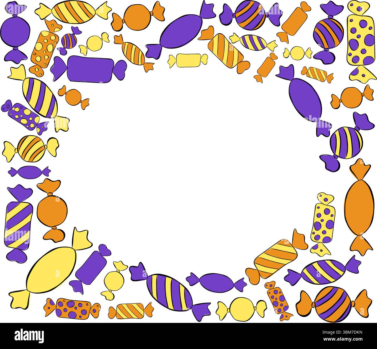 Sweets Graphics Candy shop lollipops colorful sweets oval in rectangle Frame template ...