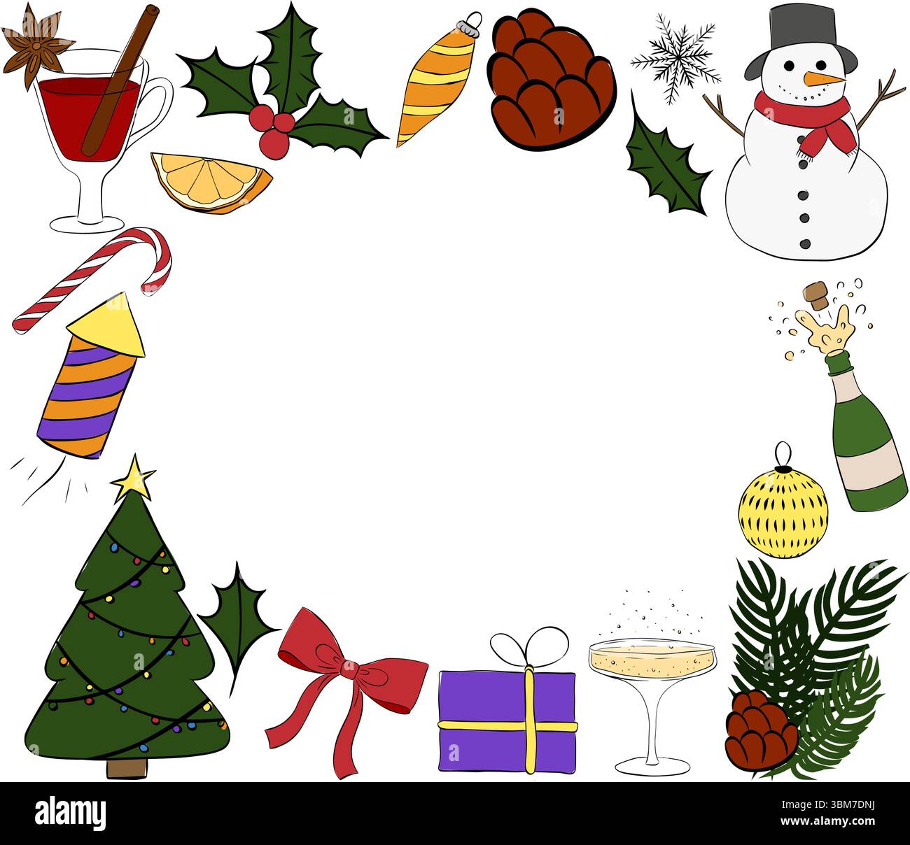 Happy Holidays Winter Holiday oval in rectangle Frame template. Vector ...