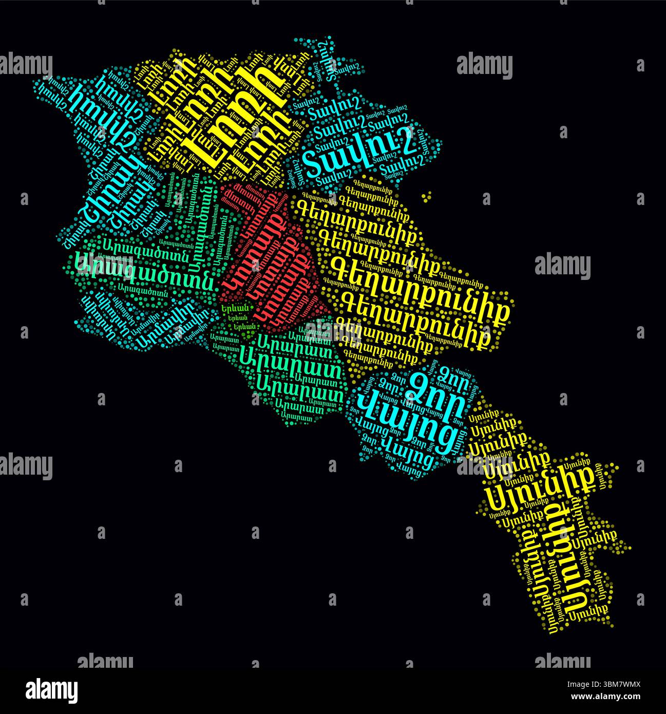 Armenia Word Cloud. Region names of the country in Armenian language ...