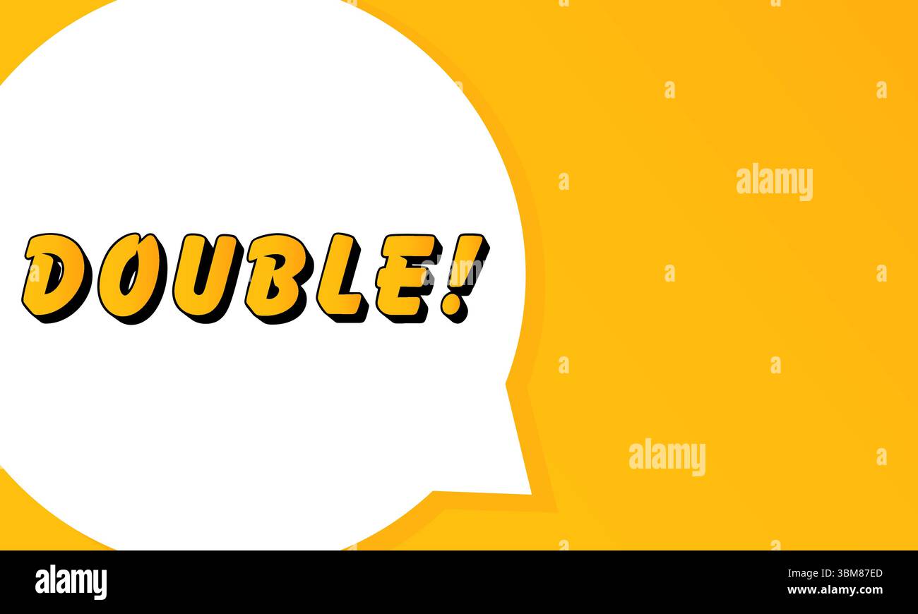 Double speech bubble. Bold outline, comic style shape, vibrant background, dialog element, visual communication, announcement layout, message highligh Stock Vector