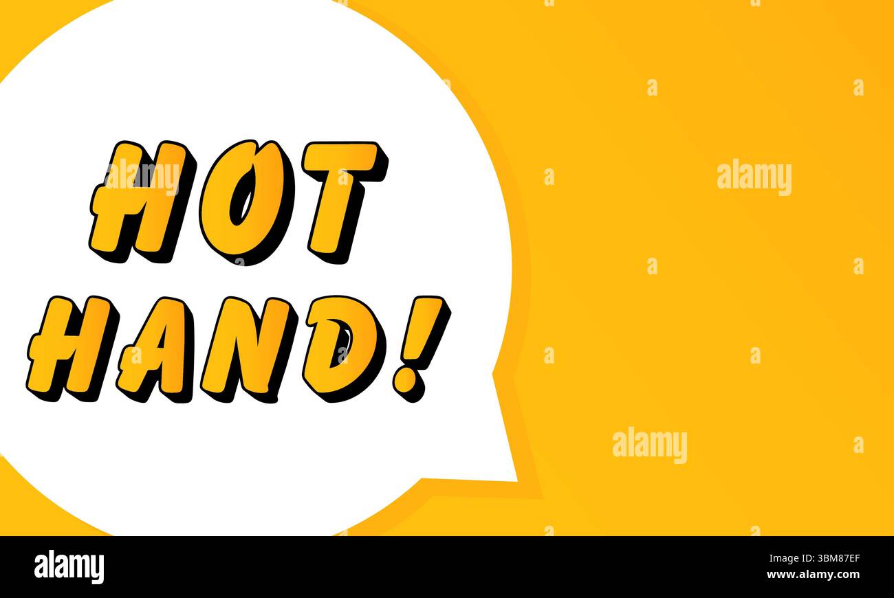Hot hand speech bubble. Bold outline, comic style shape, vibrant background, dialog element, visual communication, announcement layout, message highli Stock Vector