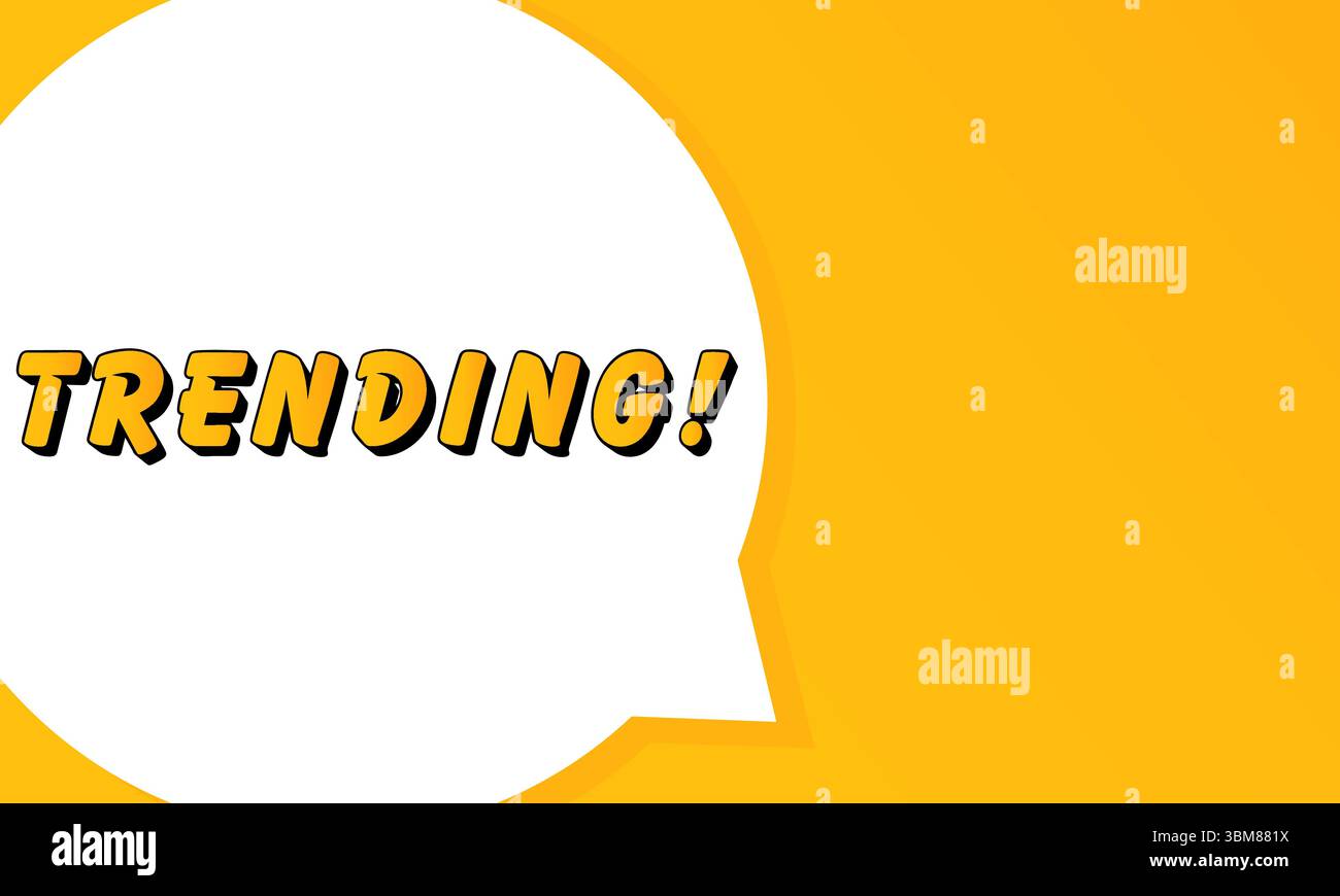 Trending speech bubble. Bold outline, comic style shape, vibrant background, dialog element, visual communication, announcement layout, message highli Stock Vector