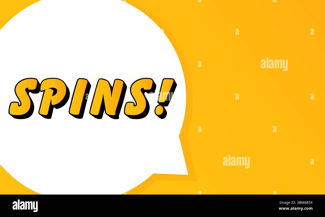 Spins speech bubble. Bold outline, comic style shape, vibrant background, dialog element, visual communication, announcement layout, message highlight Stock Vector