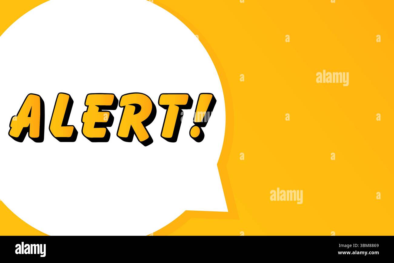 Alert speech bubble. Bold outline, comic style shape, vibrant background, dialog element, visual communication, announcement layout, message highlight Stock Vector