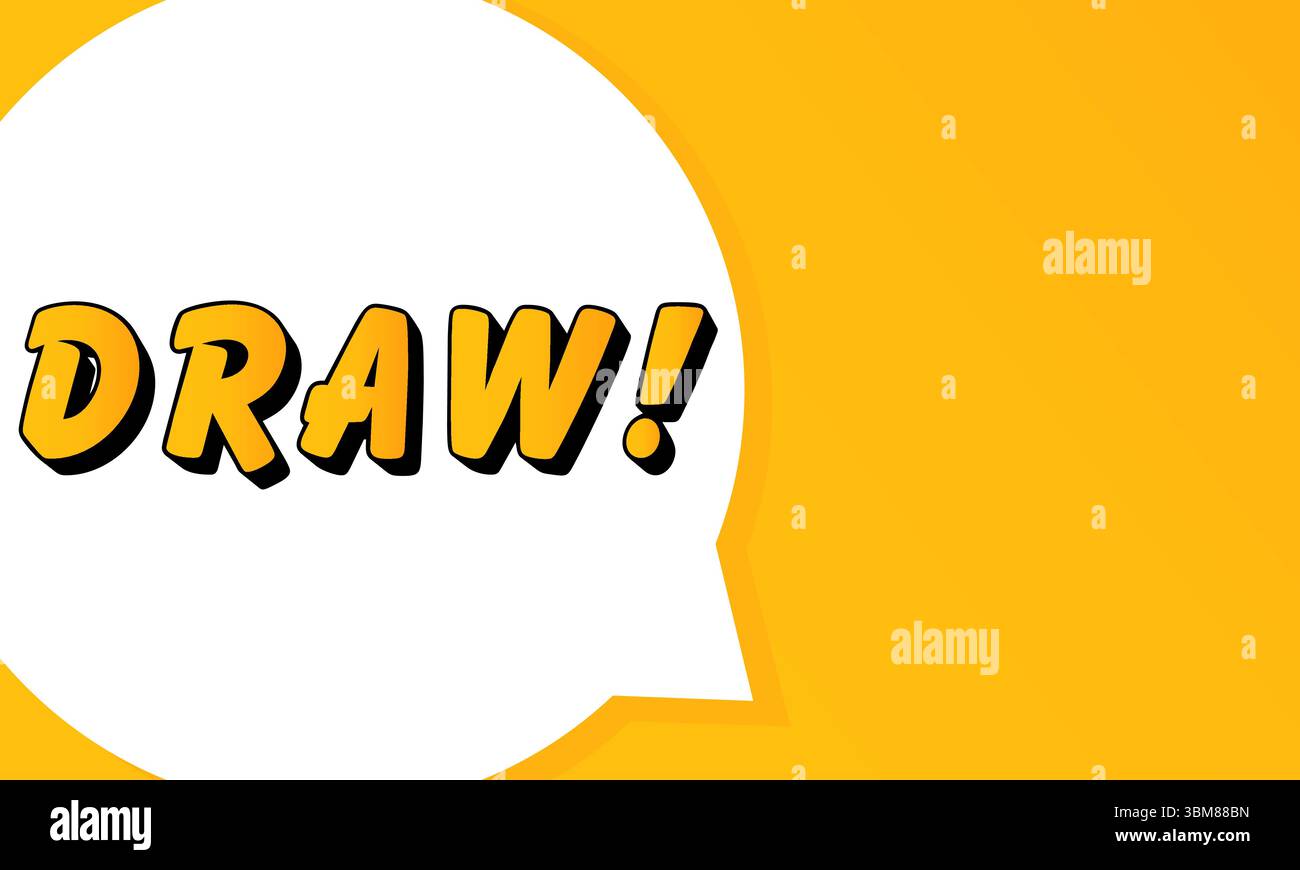 Draw speech bubble. Bold outline, comic style shape, vibrant background, dialog element, visual communication, announcement layout, message highlight, Stock Vector