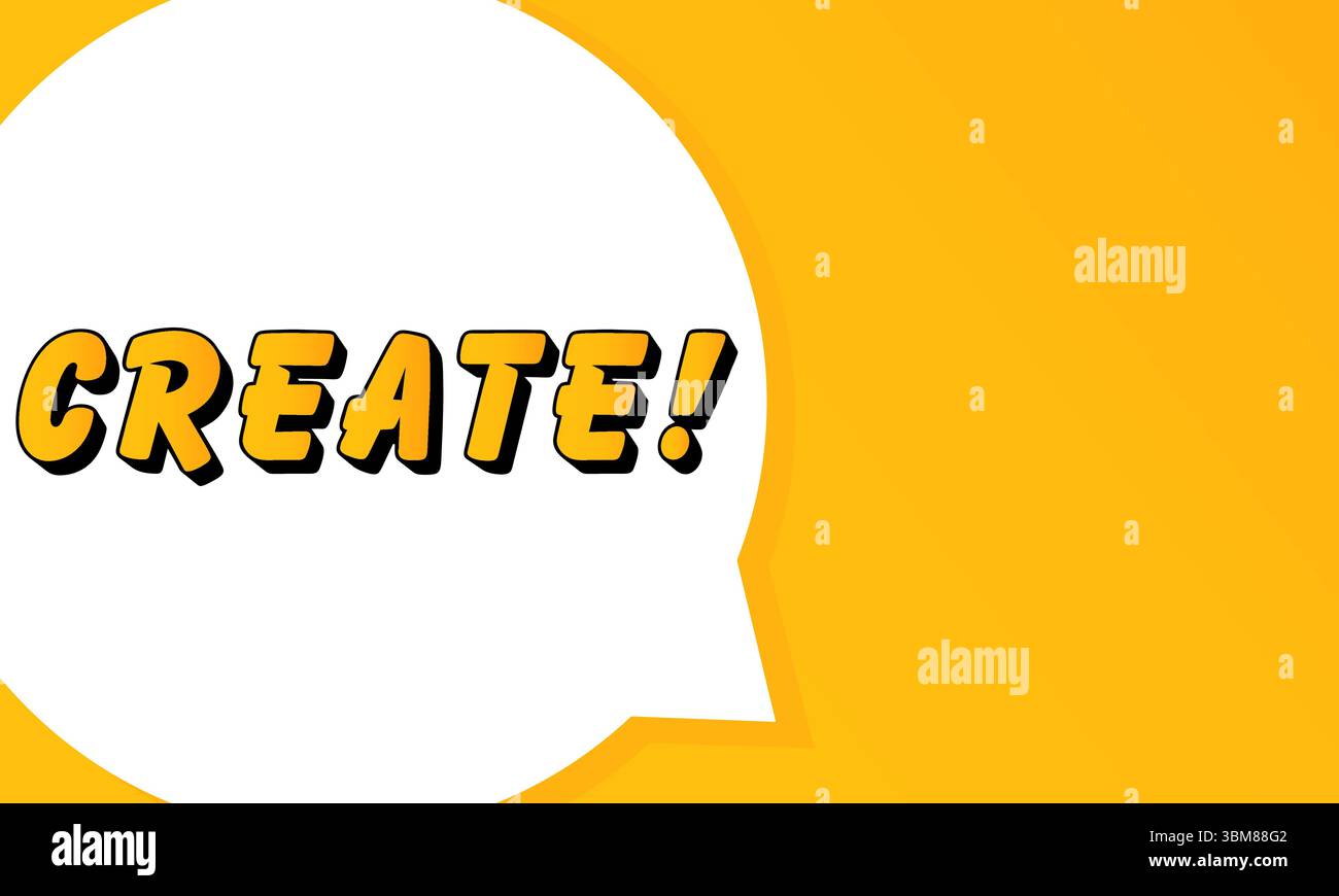 Create speech bubble. Bold outline, comic style shape, vibrant background, dialog element, visual communication, announcement layout, message highligh Stock Vector