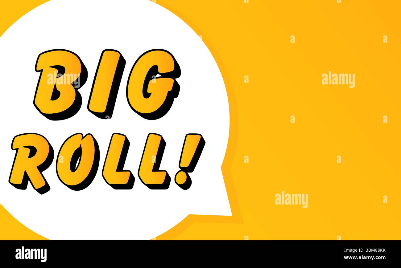 Big roll speech bubble. Bold outline, comic style shape, vibrant background, dialog element, visual communication, announcement layout, message highli Stock Vector