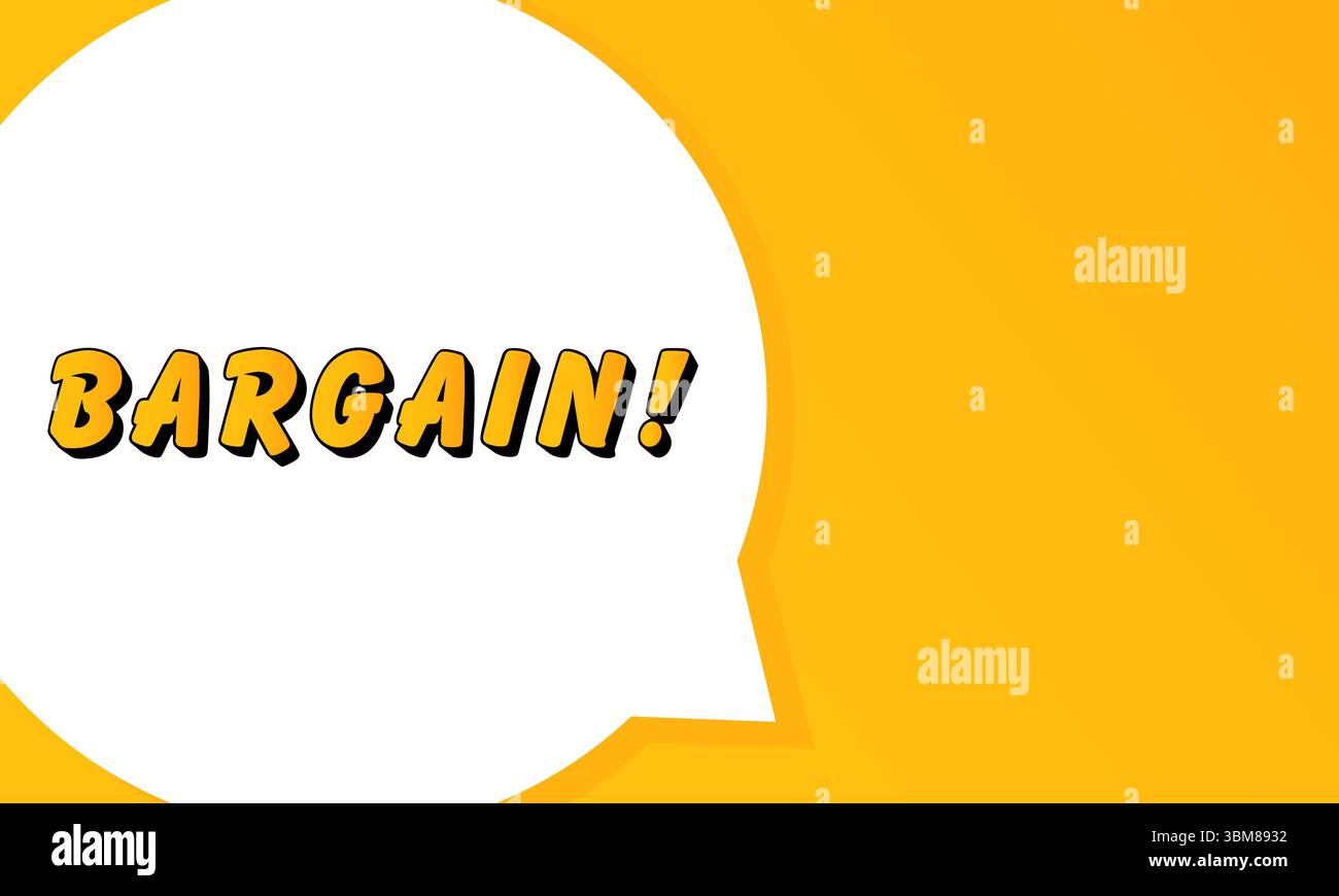 Bargain speech bubble. Bold outline, comic style shape, vibrant background, dialog element, visual communication, announcement layout, message highlig Stock Vector