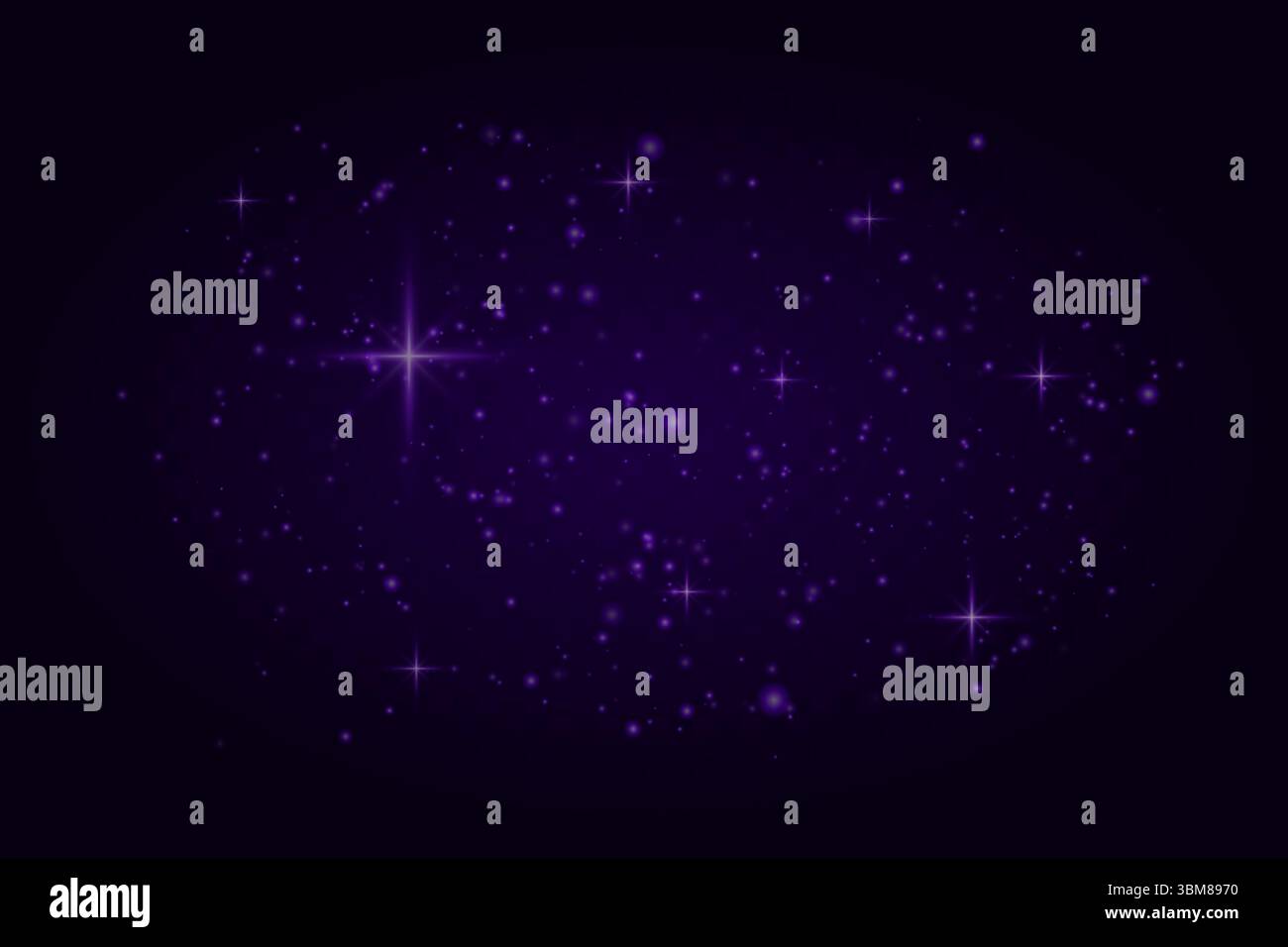 Glowing light particles and star flares scattered across dark ...