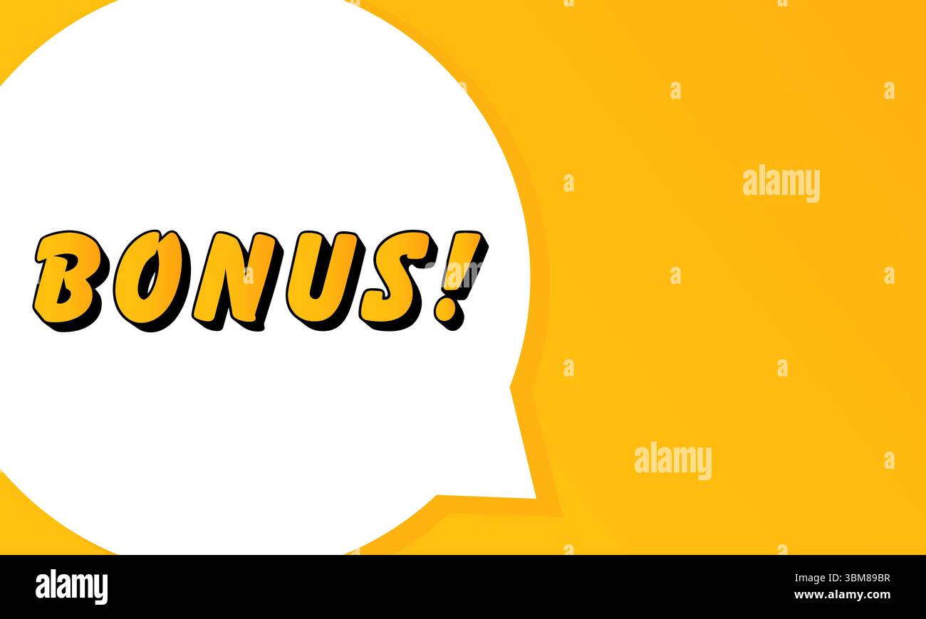 Bonus speech bubble. Bold outline, comic style shape, vibrant background, dialog element, visual communication, announcement layout, message highlight Stock Vector