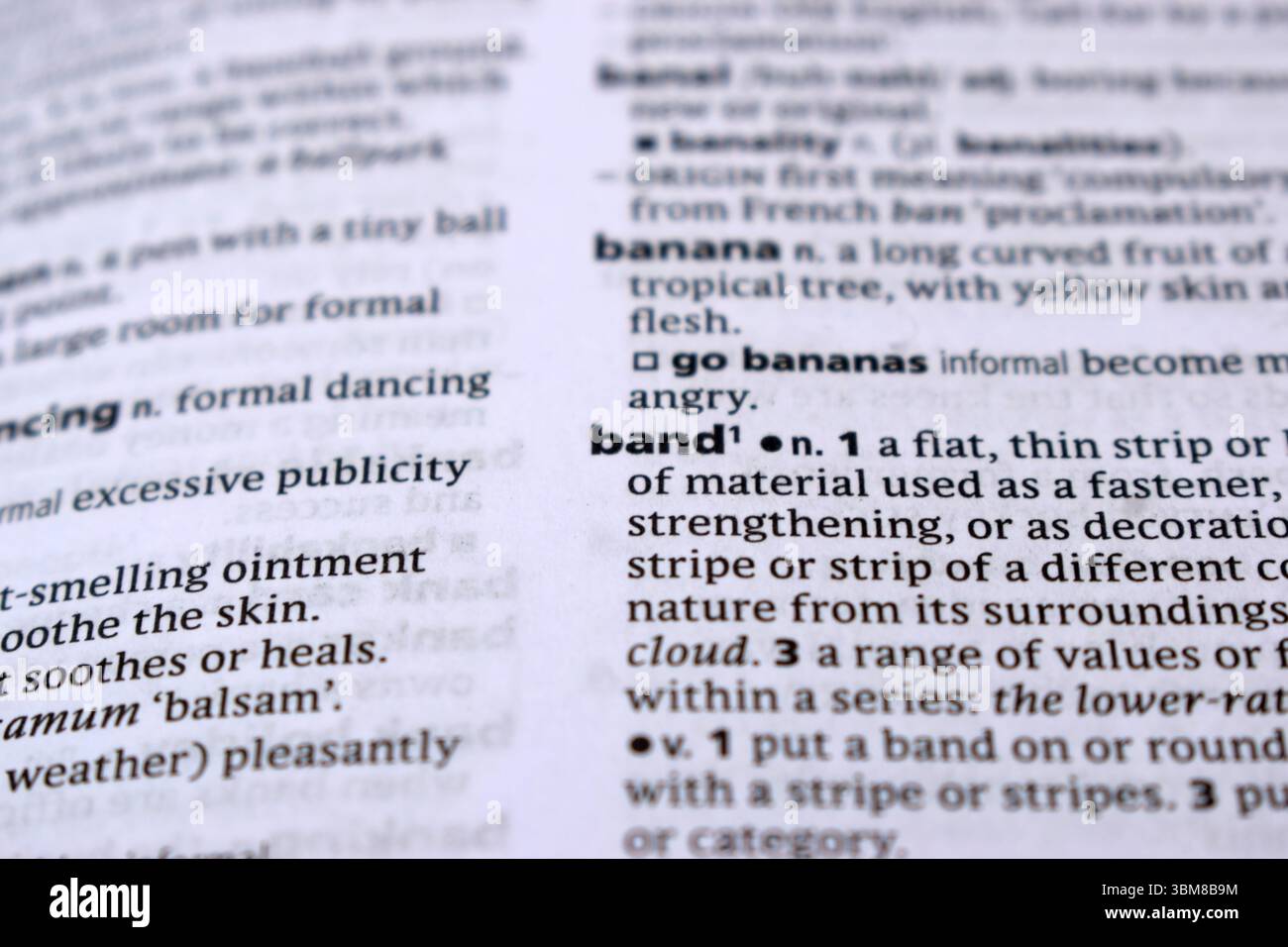 English Definition Dictionary Page Of Printed Word - Band Close Up ...