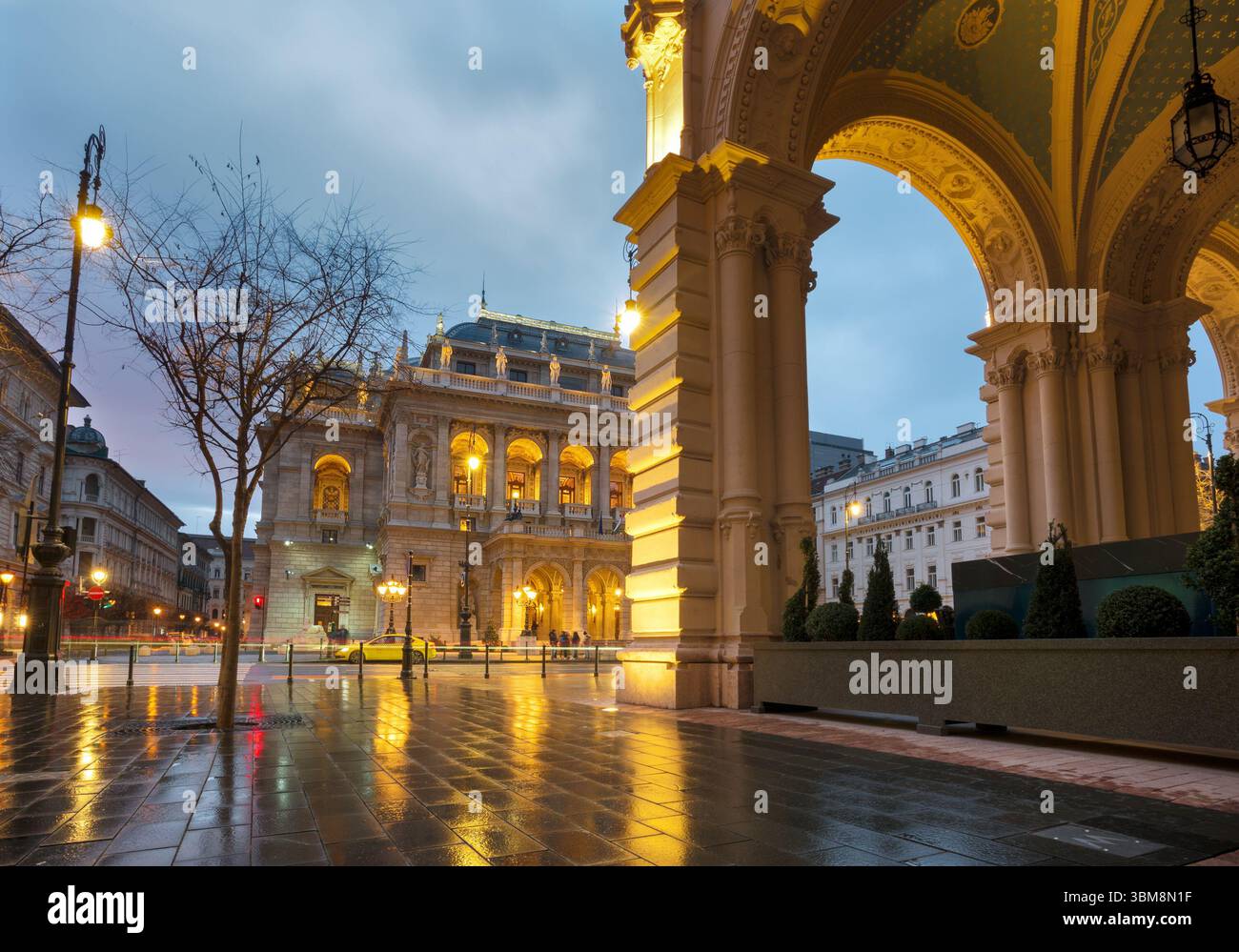 Night street view featuring Opera building Stock Photo