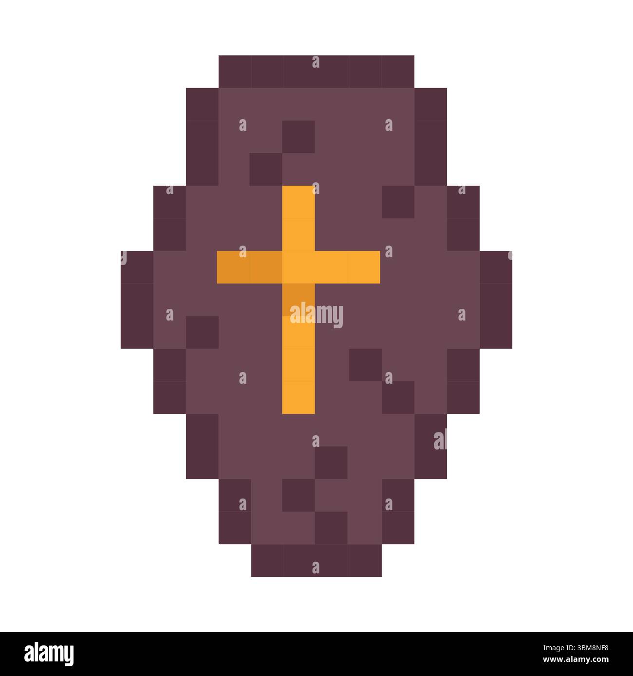 Vintage coffin icon in pixel style with golden cross great for games or ...