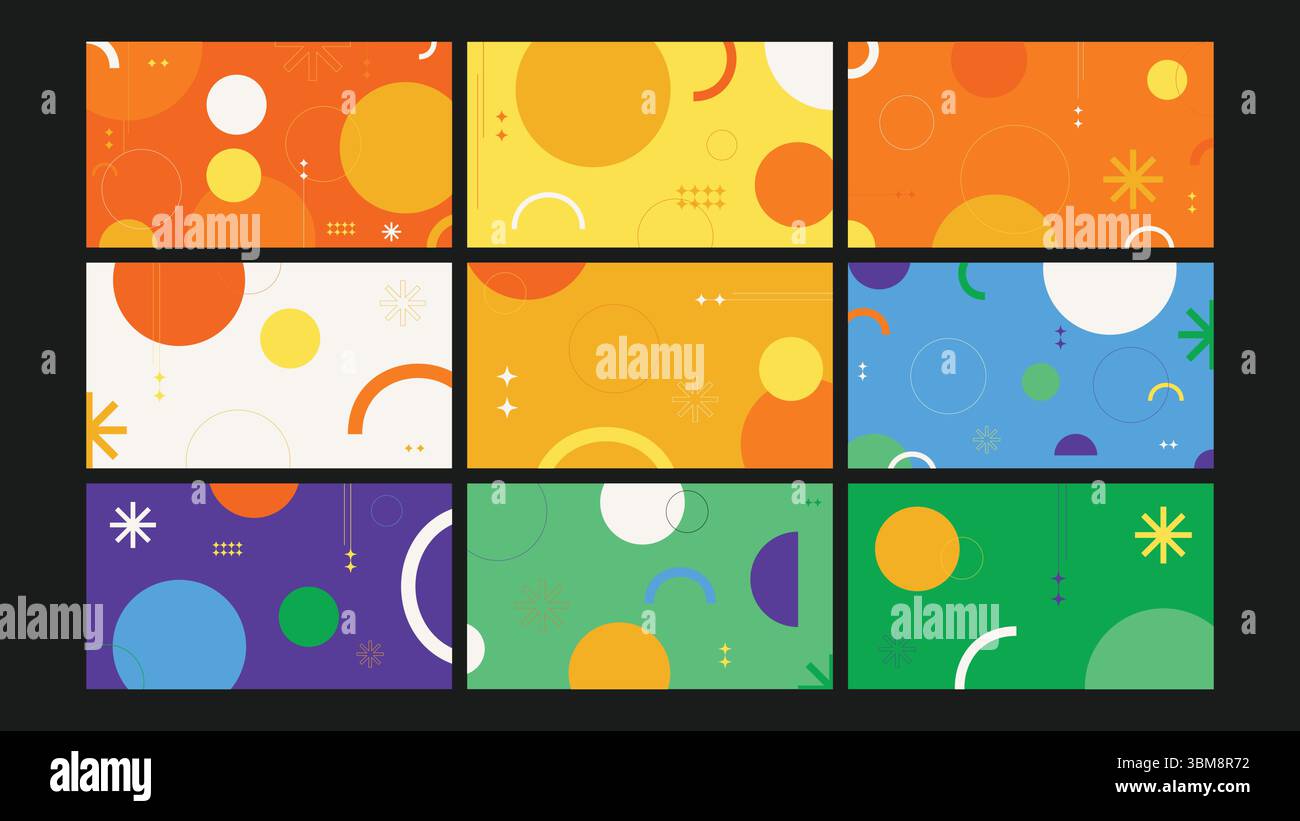 Vibrant 3D Gradient Twisting Forms Background Set Stock Vector