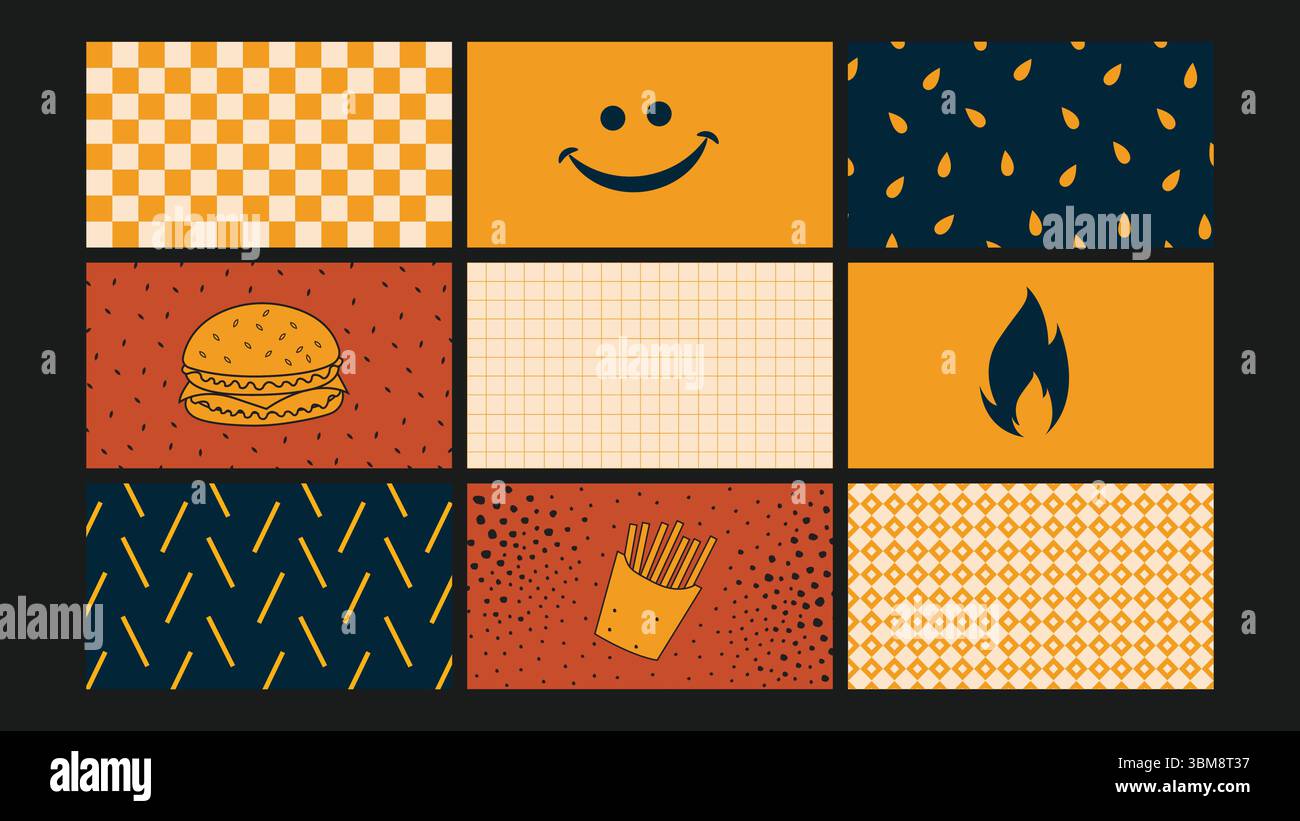 Fast food icon set background Set Stock Vector