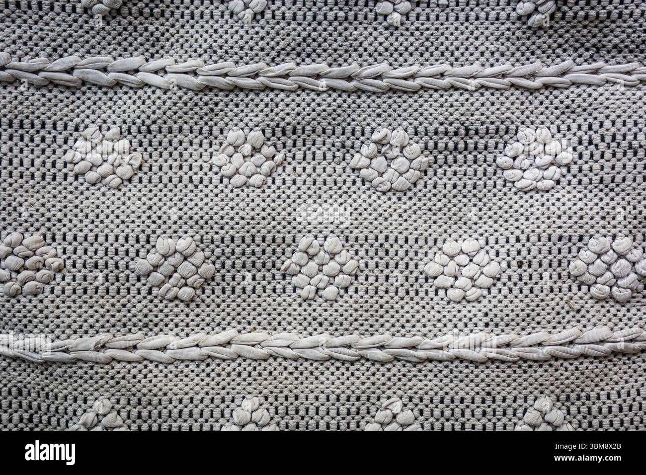 Knitted black and white abstract material texture Stock Photo