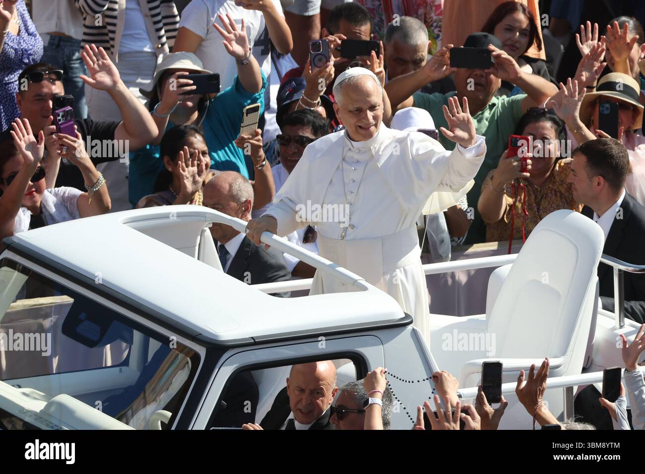 Vatican City Italy June 25 2025 Pope Leo XIV On The Popemobile 