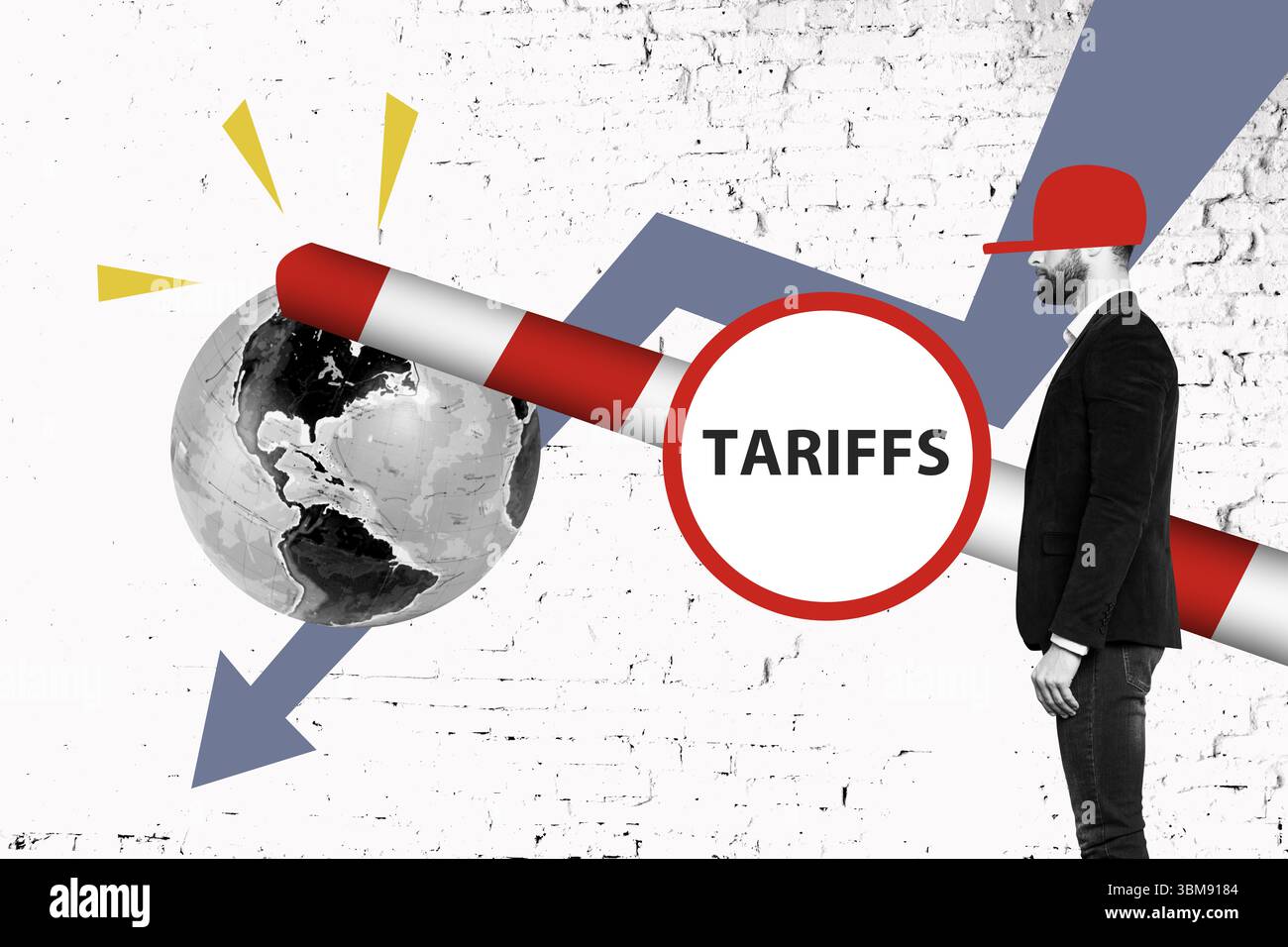 3D collage trend artwork composite poster of embargo restrictions ...