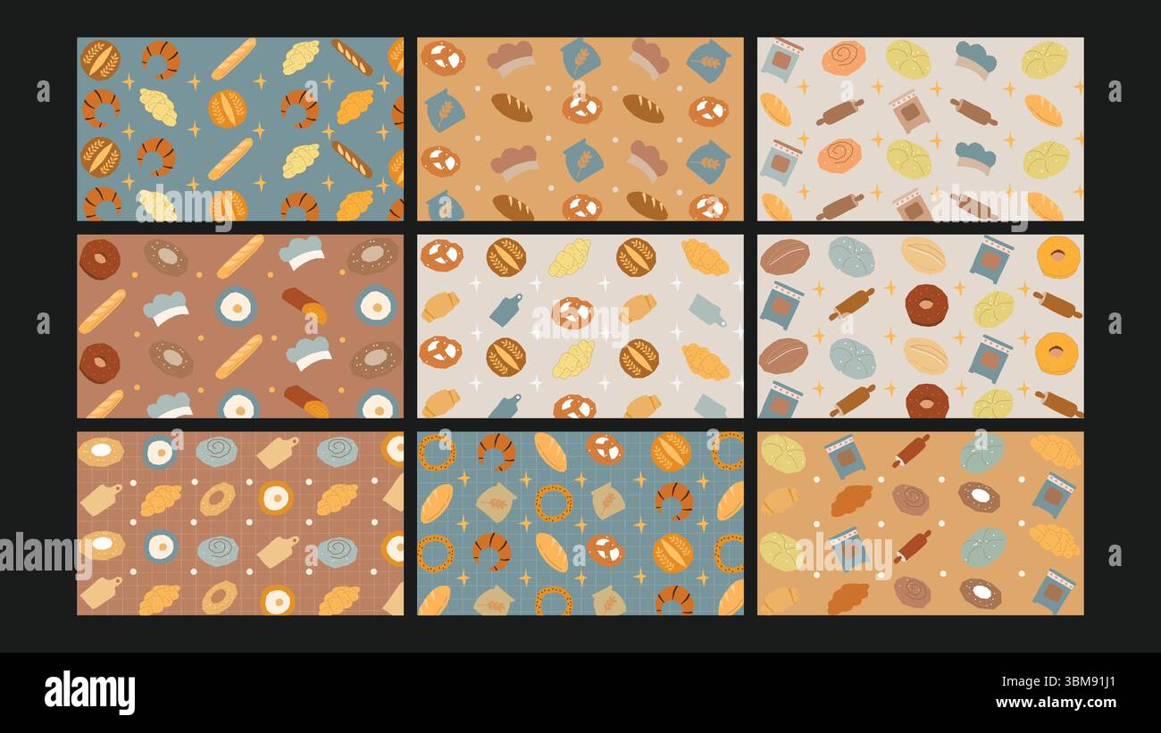 Rustic Bakery background Set Stock Vector
