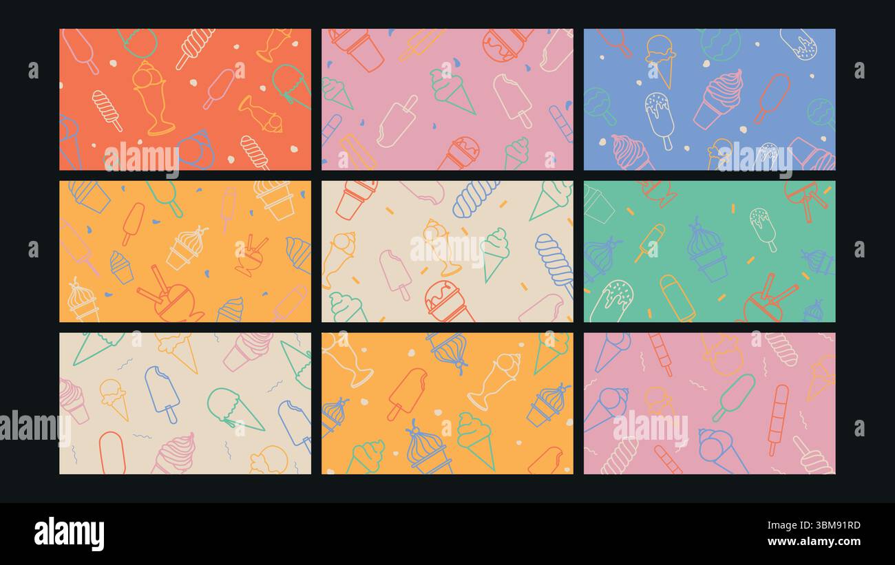 Ice cream and sweets background Set Stock Vector