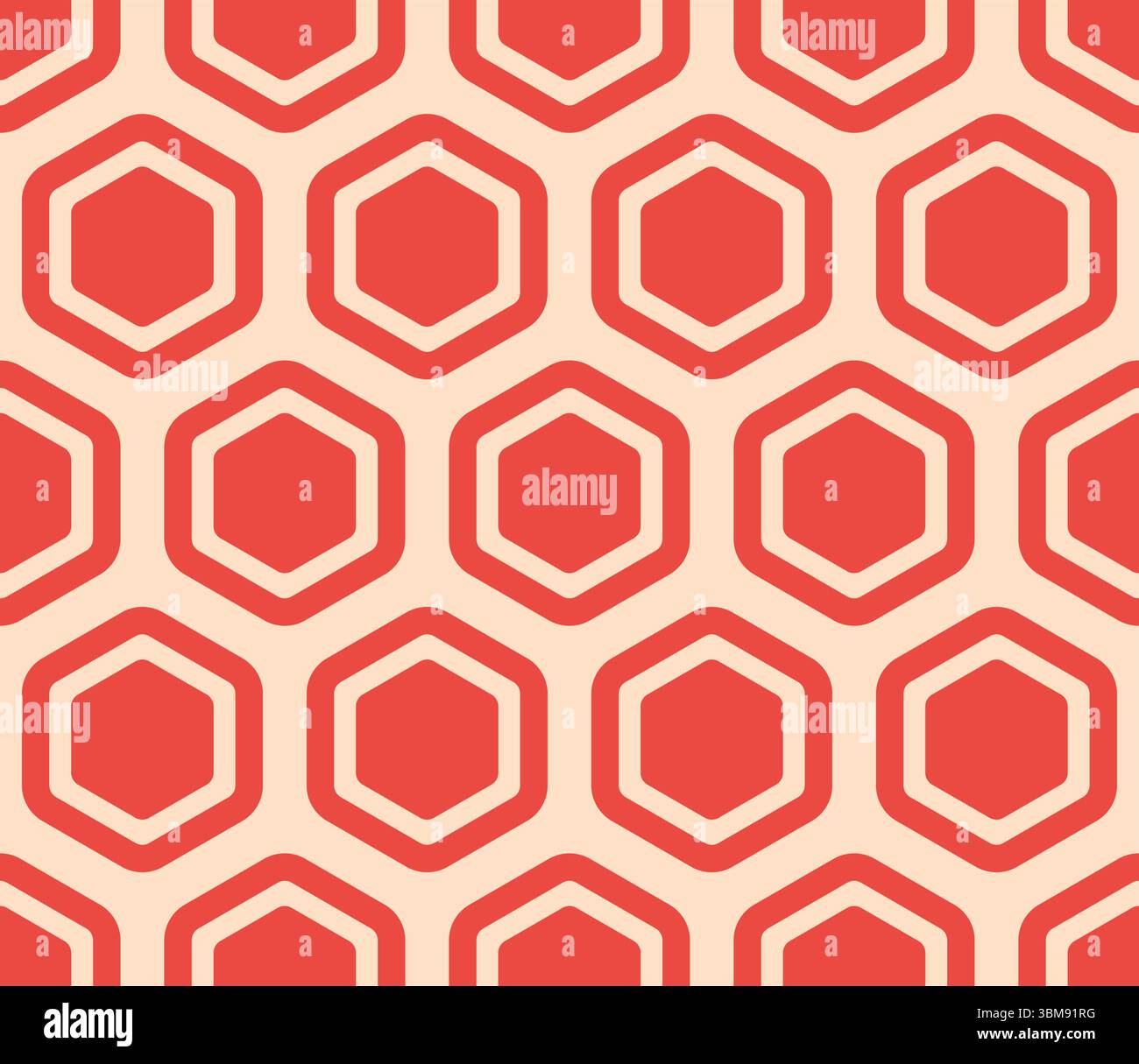 Hexagon Pattern. Cinnabar color on matching background. Bold rounded ...