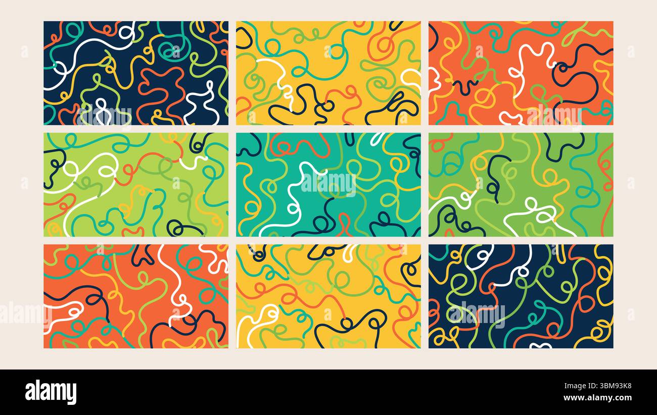 Abstract squiggle line background Set Stock Vector
