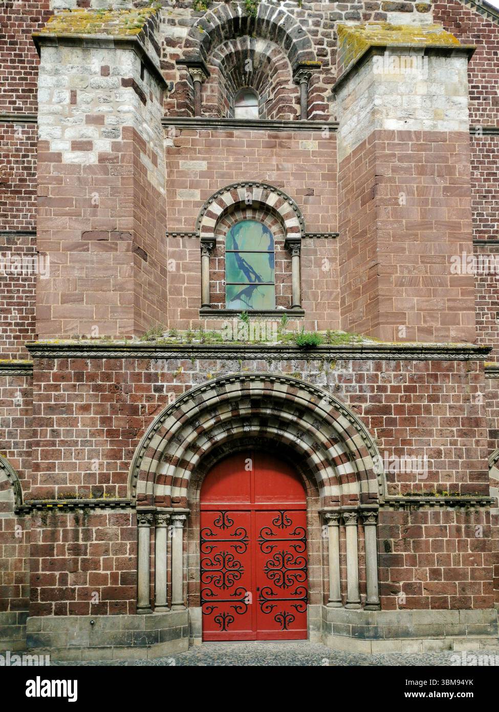 Porch of romanesque Basilica Saint Julien of Brioude. Haute loire. Auvergne Rhone Alpes. France. - Smartphone Captured Stock Image