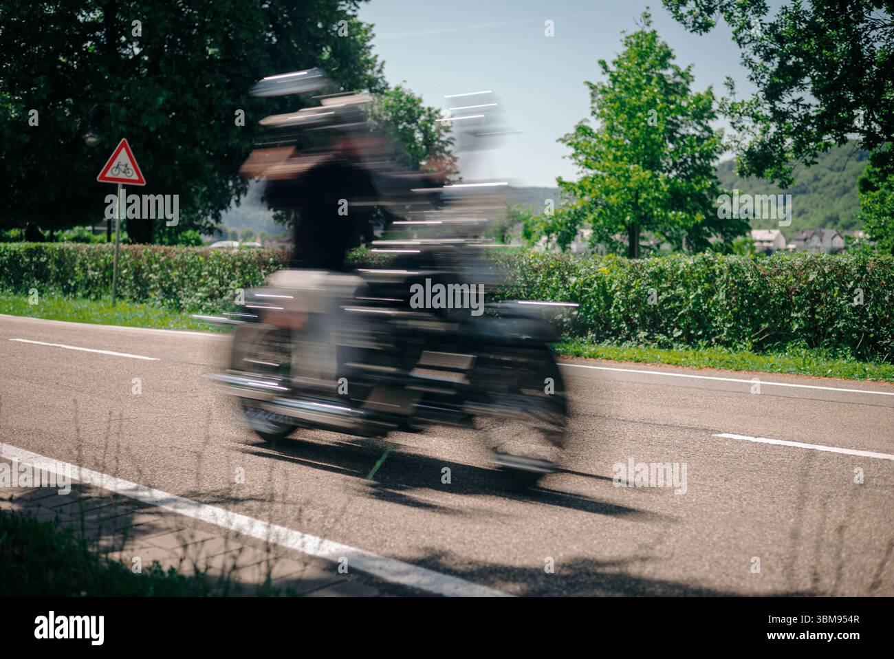 Motorcycle in motion blur. Stock Photo