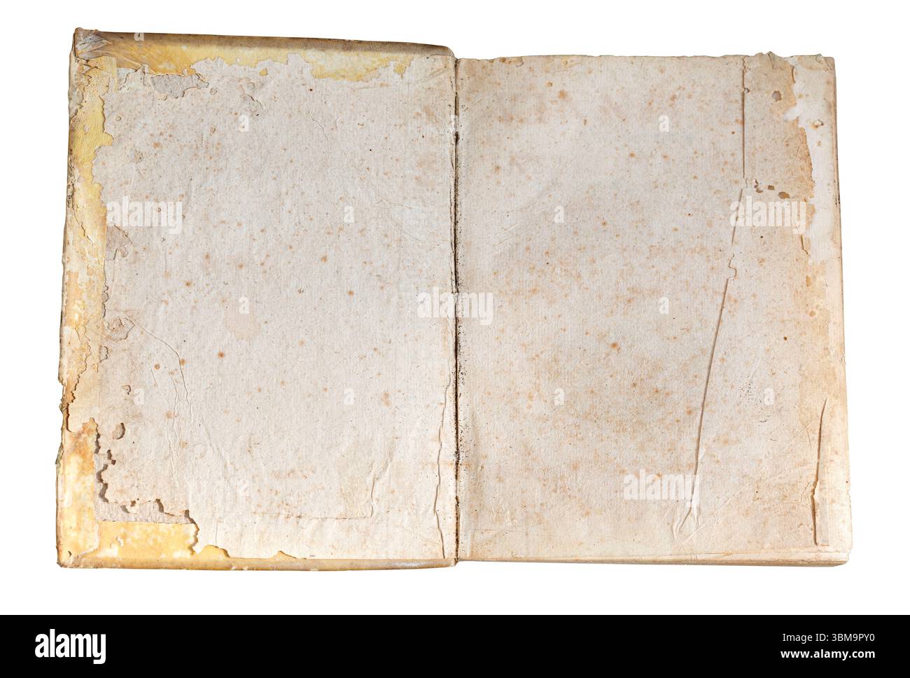Open vintage book with blank pages isolated on transparent background ...