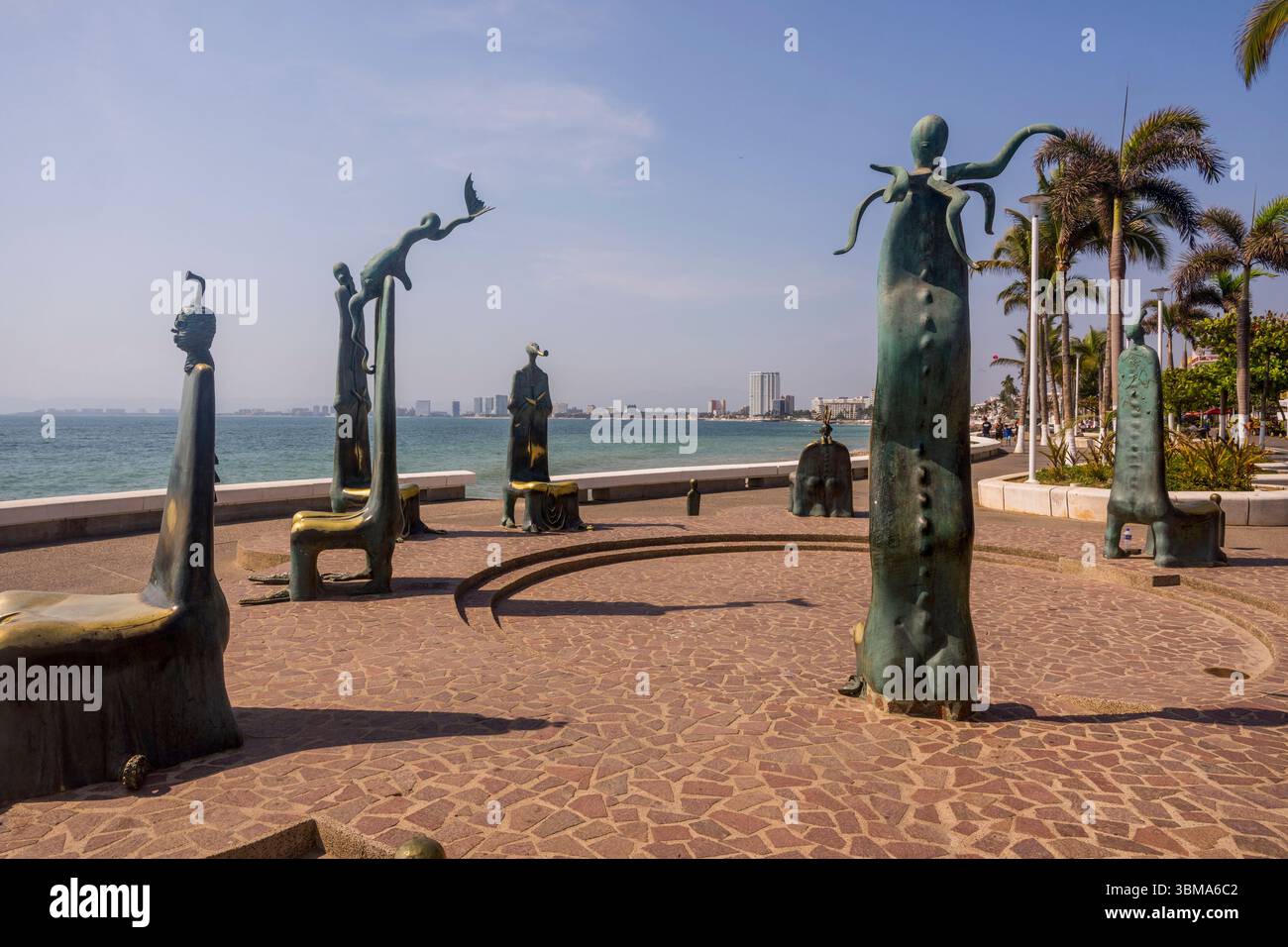 The Malecon boardwalk with The Rotunda of the Sea bronze sculptures by ...