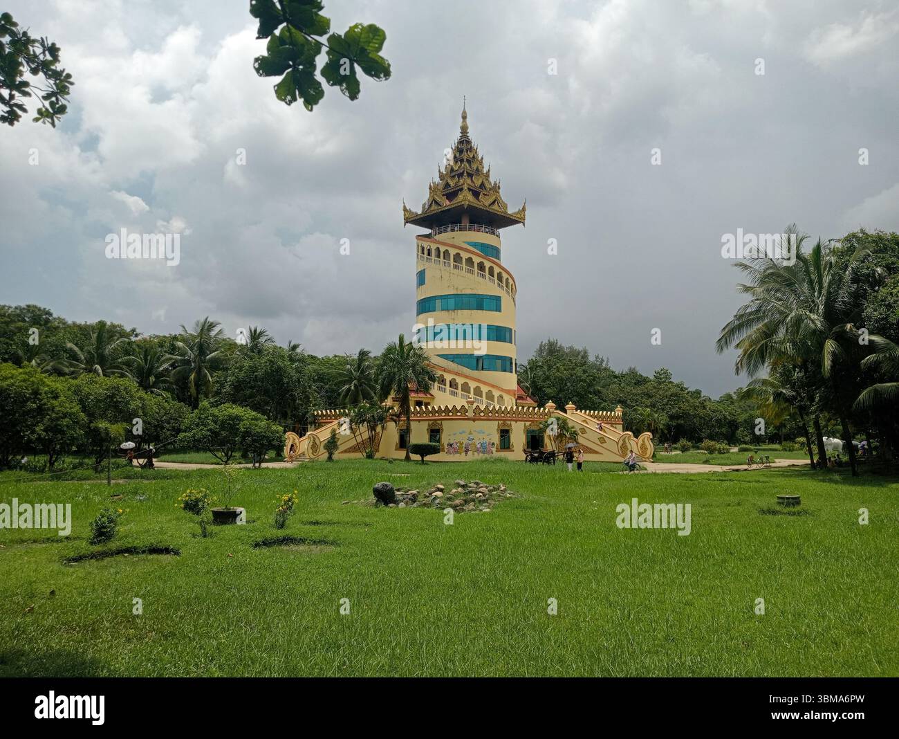 Burmese tower in Yangon, Myanmar Stock Photo