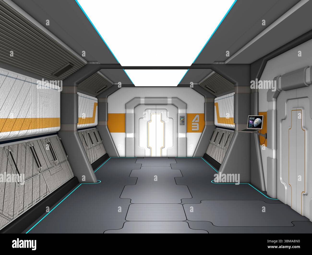 The inside of a corridor to two different doors to the inside of a ...