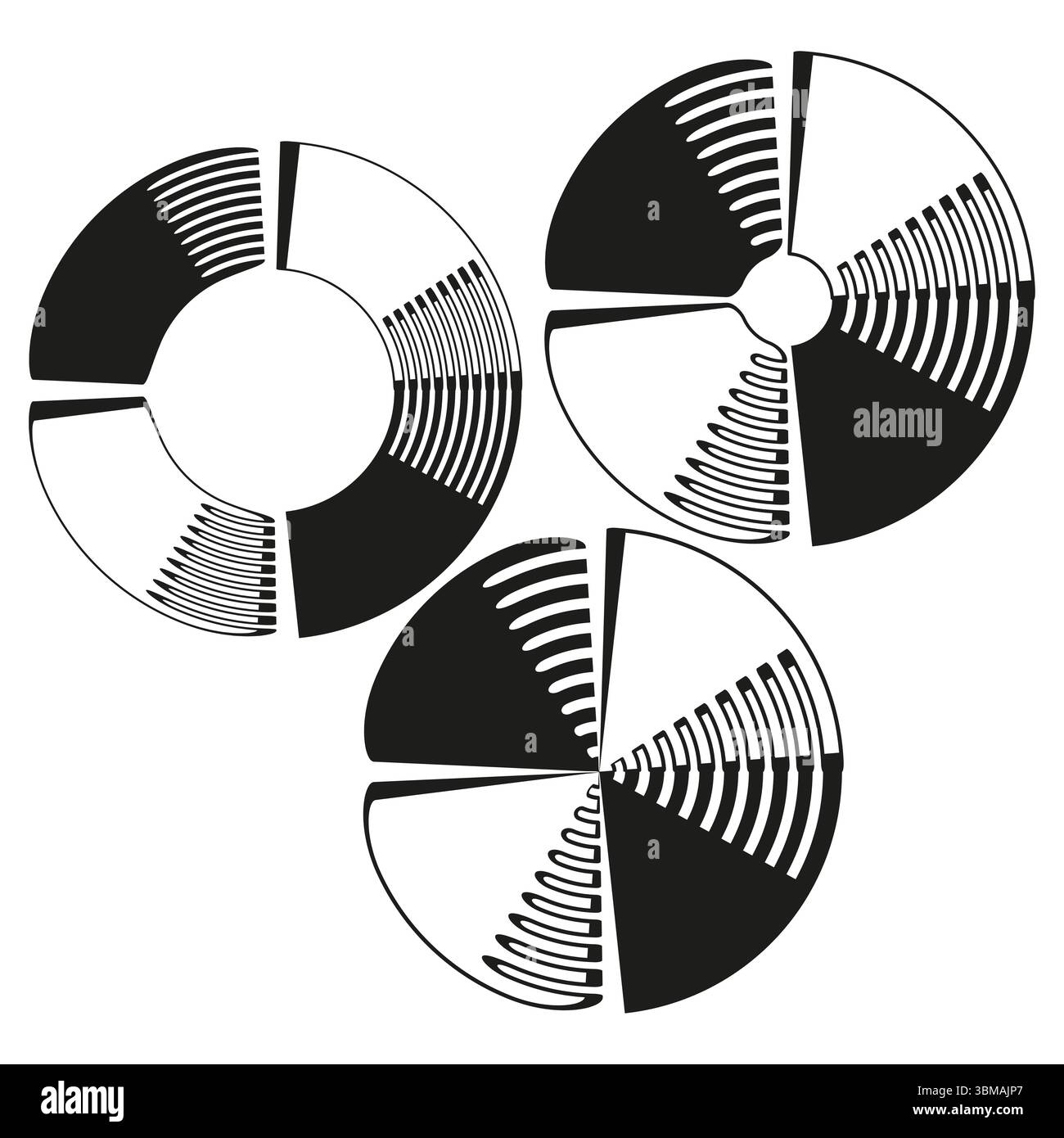 Decorative circle elements. Abstract geometric pattern. Fan like Vector. Radial graphic illustration. Stock Vector