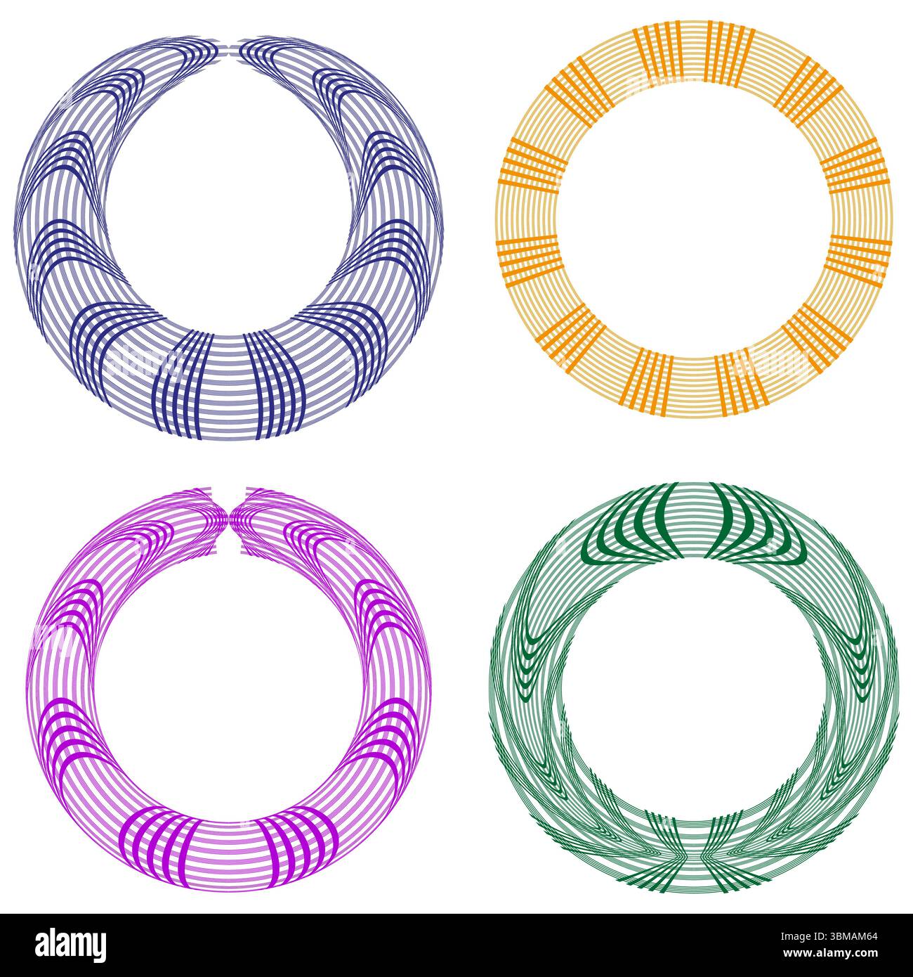 Abstract ring collection. Circular geometric shapes. Modern loop pattern. Vector graphic elements. Stock Vector