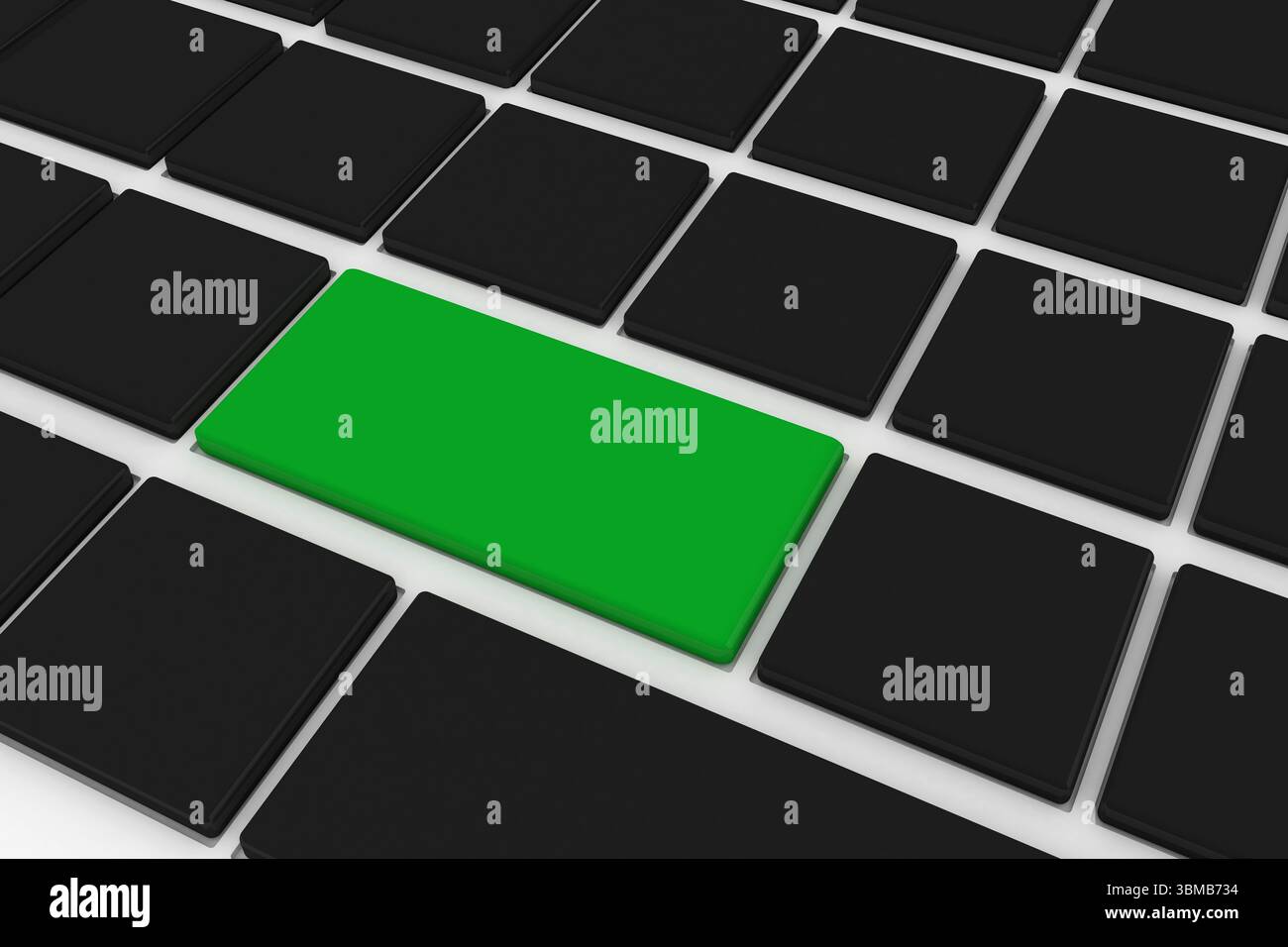 Black keyboard with green key Stock Photo