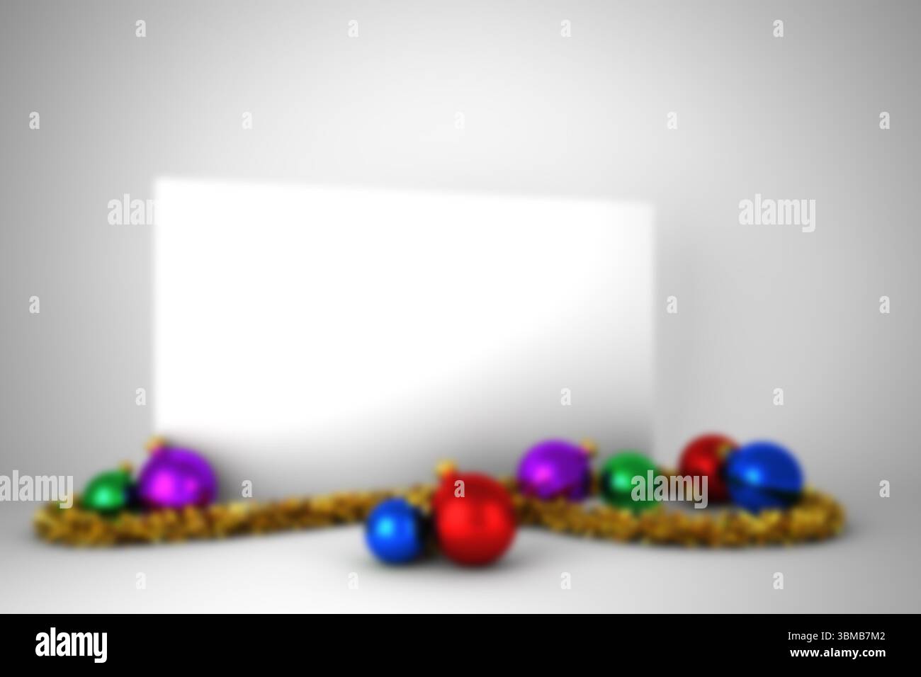 Blurry poster with christmas baubles Stock Photo