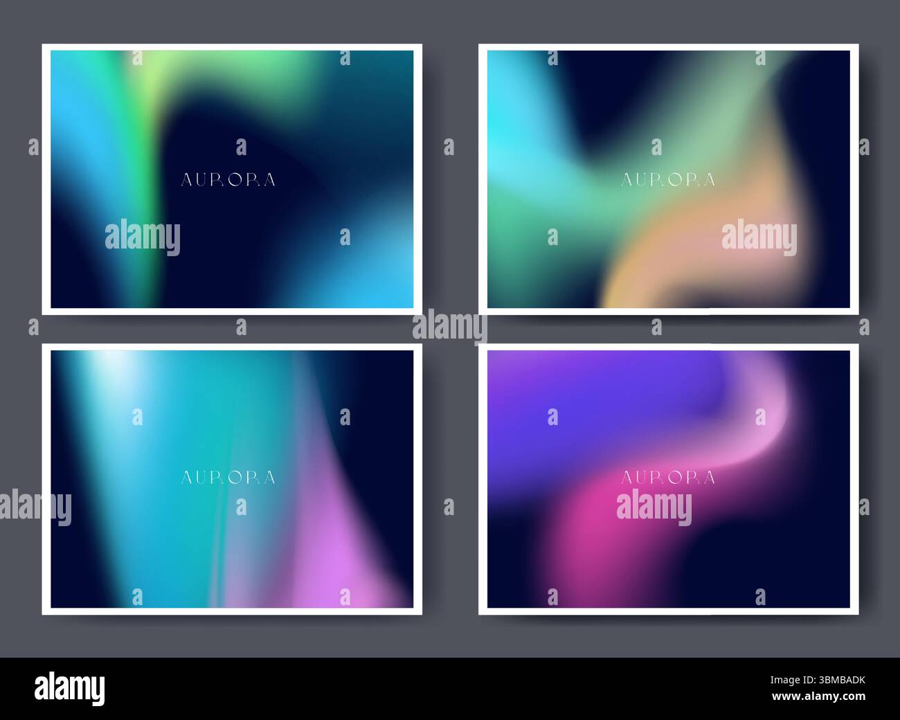 Aurora gradient background set with flowing blue cyan lights - northern ...