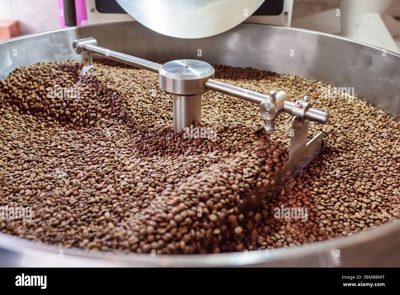 Freshly roasted coffee beans are cooling Stock Photo