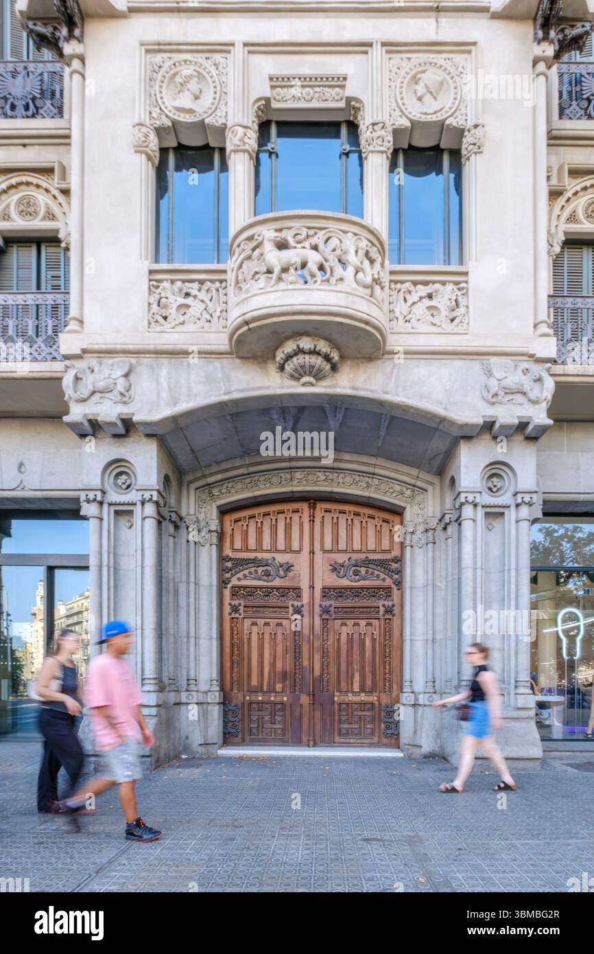 Exquisite Barcelona Building Facade With Ornate Stone Carvings And ...
