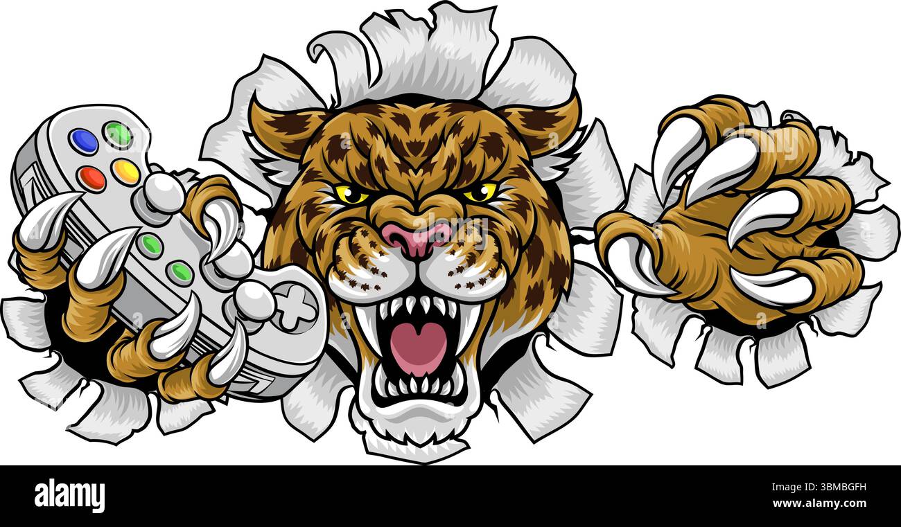 Leopard Gamer Background Jaguar Leopard Cheetah Panther Gamer Mascot Stock Vector Image & Art ...