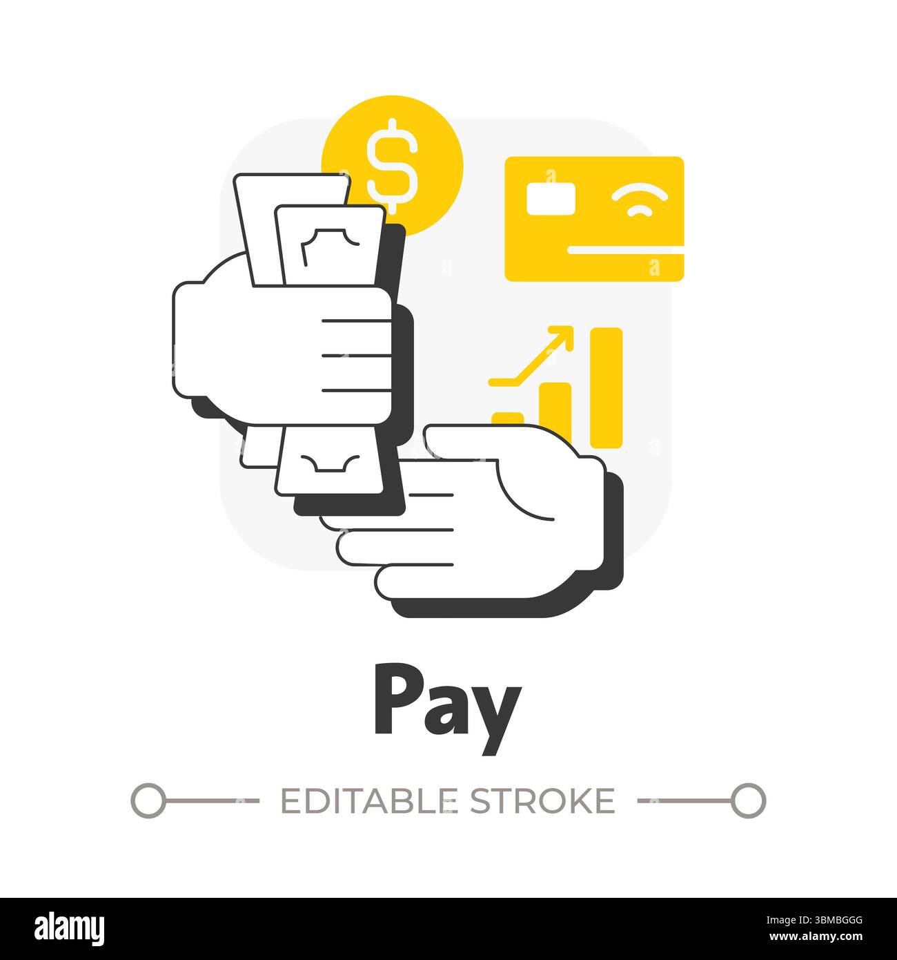 Pay flat outline concept icon Stock Vector
