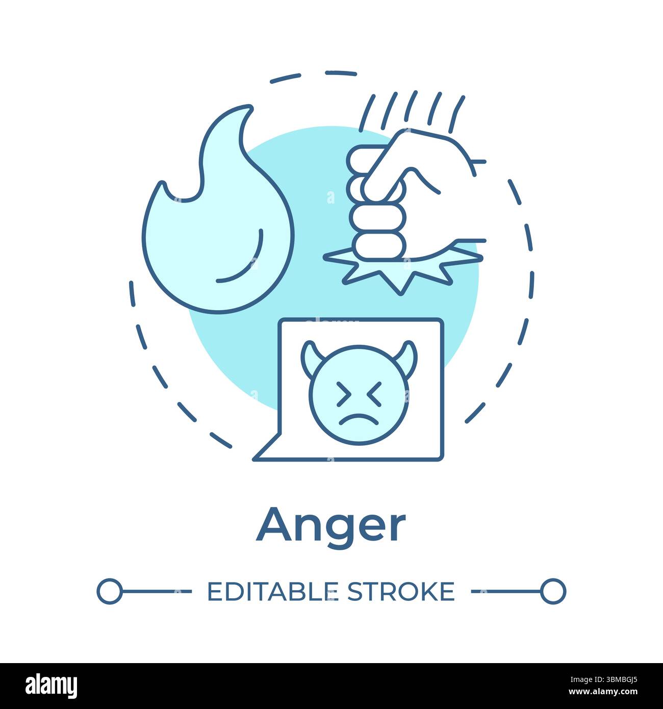 Anger soft blue concept icon Stock Vector