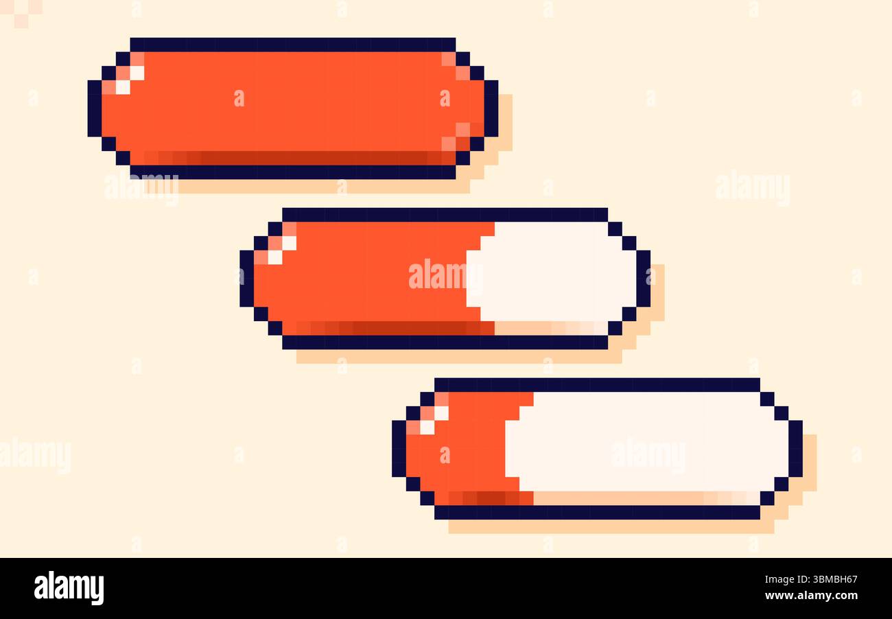 Energy live bars with drawn in pixel art 8 bit style Stock Vector Image ...