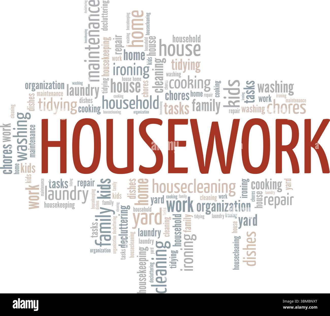 Housework word cloud conceptual design isolated on white background ...