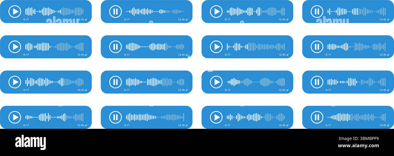 Podcast player interface with sound wave visualization elements. Vector elements for music player, podcasts, mobile voice message, streaming. Stock Vector