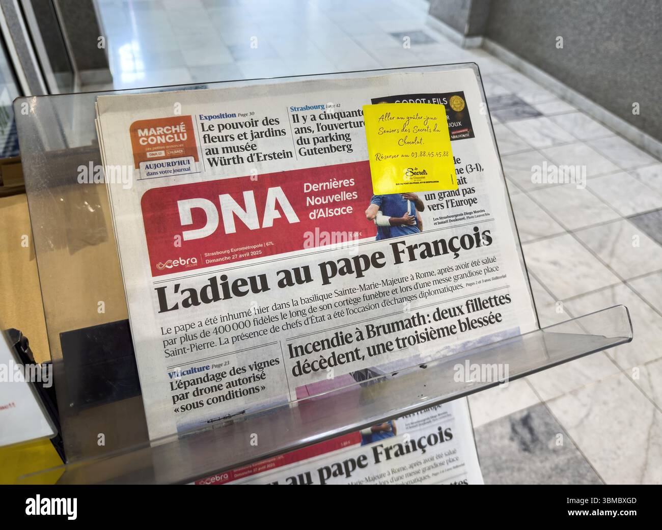 Paris, France - Apr 27, 2025: Printed edition of Dernieres Nouvelles d ...